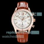 TW Swiss Clone Patek Philippe Complications Grey Face Watch Rose Gold with Baguettes 